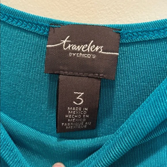 Chico's Size 3 Turquoise Travelers Set (pants & tank) - Picture 5 of 6
